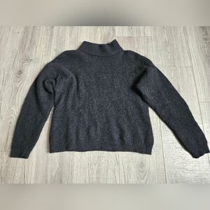 Paris Sports Club Wool & Angora Rabbit Hair Black Mock Turtleneck Sweater Top L